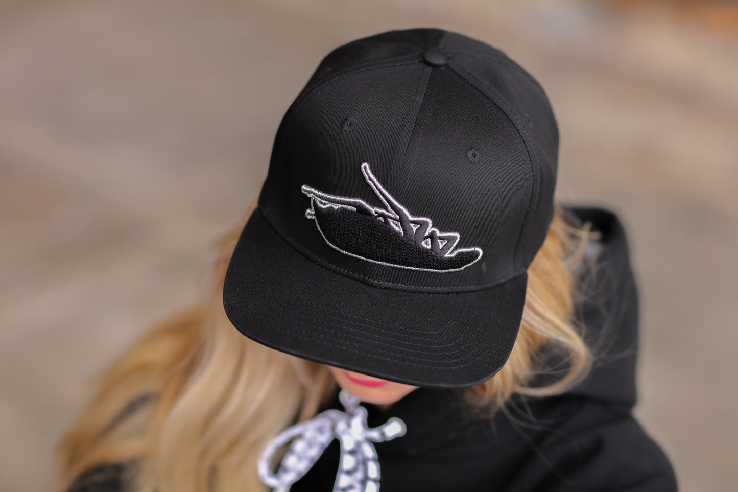 Silver Blackout Snapback Hat